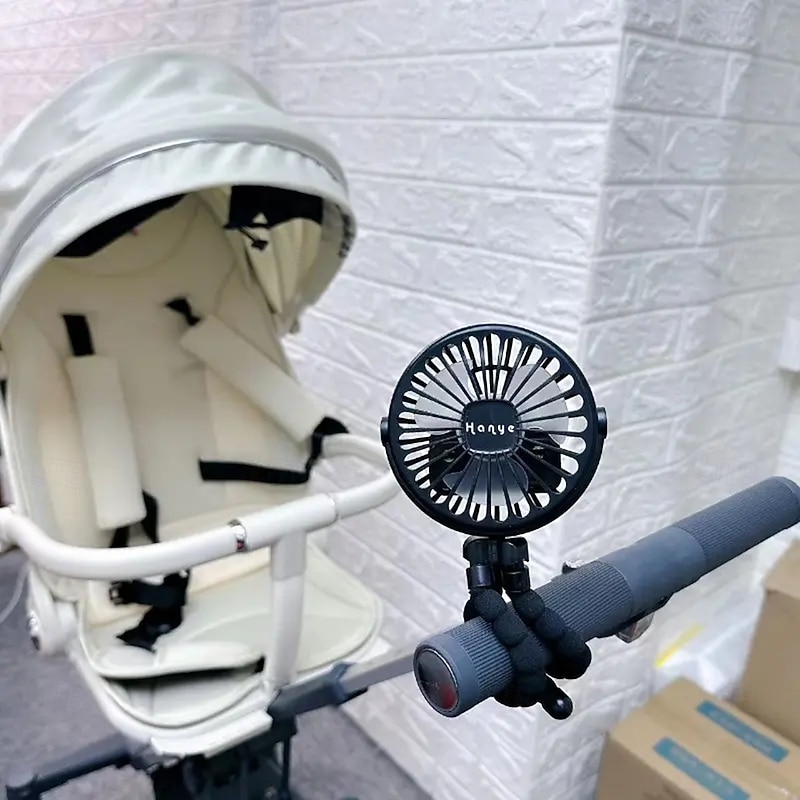 Baby Stroller Fan Hand Held Rechargeable USB Bladeless Small Folding Fans Mini Ventilator Silent Table Outdoor Cooler Neck Fan