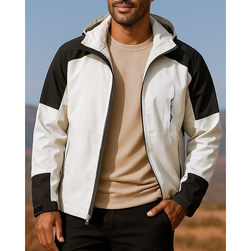 Men's Softshell Jacket Hiking Jacket Hardshell Jacket Outdoor Waterproof Windproof Hiking Outfits Hiking Clothes Spring Autumn / Fall Top Hunting Camping / Hiking / Caving Traveling Patchwork Black3