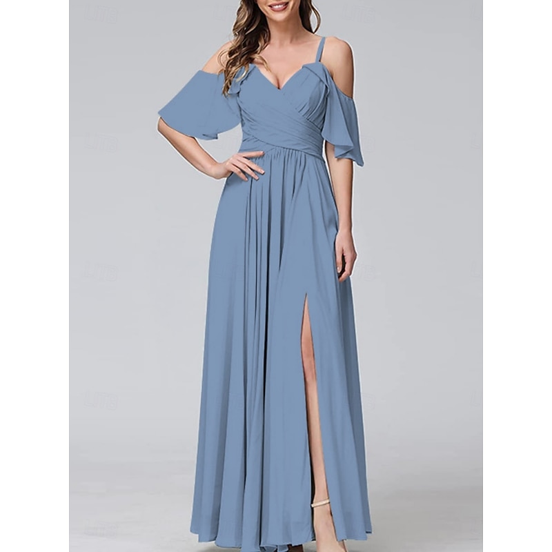 Women's Long Dress Maxi Dress Cocktail Dress Wedding Guest Dress Chiffon Slip Dress Elegant Fashion Modern Outdoor Cocktail Party Regular Fit Plain Short Sleeve Straps Yellow Blue Green Summer Spring3