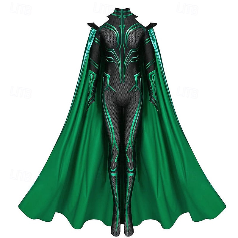 Thor: Ragnarok Hela Zentai Suits Cloak Costume Movie Cosplay Costume Movie Cosplay for Women's Adults Halloween Masquerade Performance Halloween