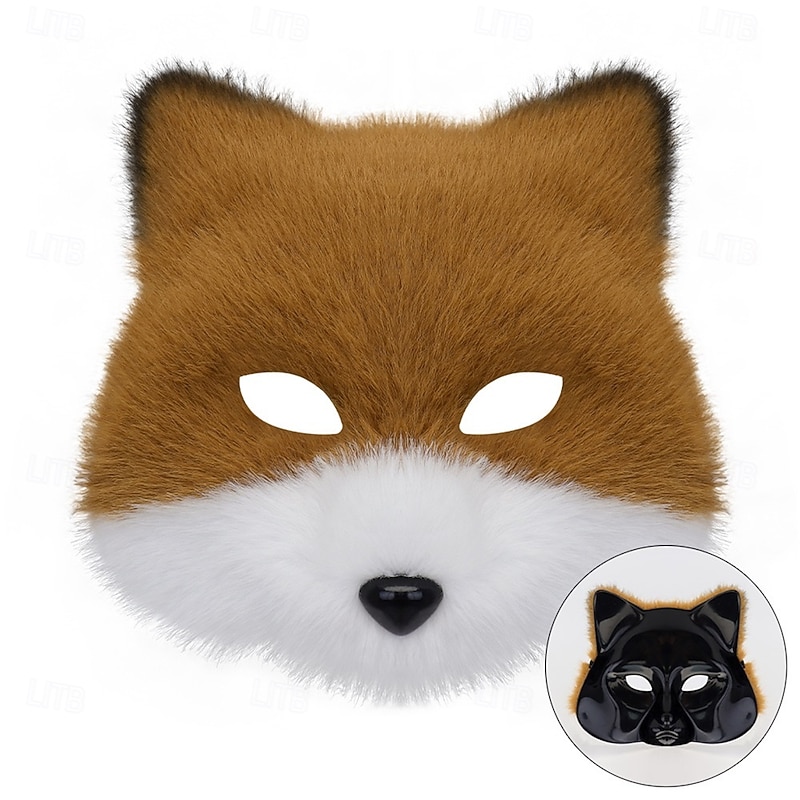 Realistic Fox Mask and Furry Tail Set – Cosplay Costume Accessories, Animal Mask and Tail for Halloween, Party, and Stage Performance2