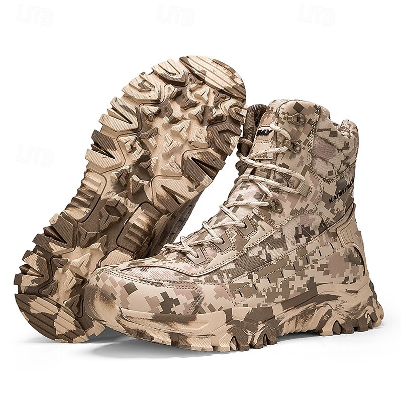 Men's Desert Camouflage Tactical Boots with Rugged Sole, Lightweight Army Combat Footwear for Hunting & Military Training