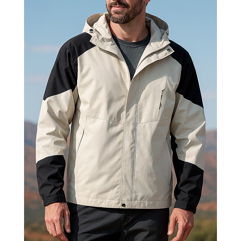 Men's Softshell Jacket Hiking Jacket Hardshell Jacket Outdoor Waterproof Windproof Hiking Outfits Hiking Clothes Spring Autumn / Fall Top Hunting Camping / Hiking / Caving Traveling Patchwork Black - Main Image