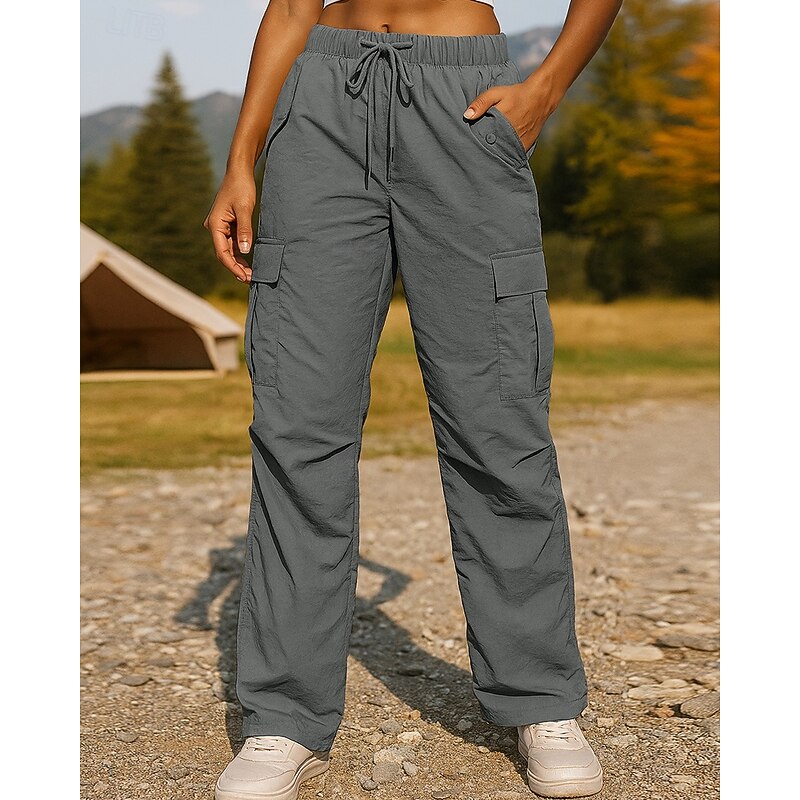 Women's Cargo Pants Hiking Pants Trousers Hiking Rain Pants Outdoor Regular Fit Waterproof Windproof Bottoms Drawstring Pocket Elastic Waist Black Pink Camping / Hiking Running XS S M L XL4