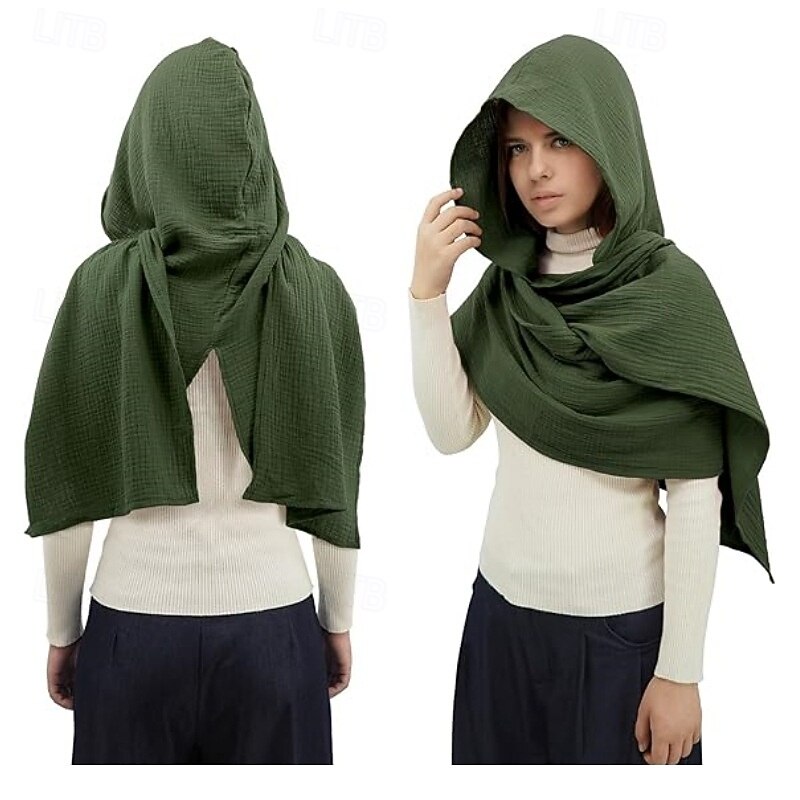 Retro Vintage Medieval Renaissance Scarf Hooded Shawls Viking Ranger Fancy Dress Men's Women's Unisex Viking Halloween Carnival Performance Party LARP Adults Shawl All Seasons4