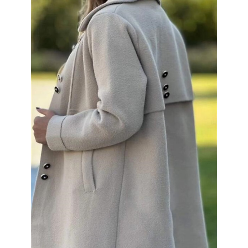 Women's Coat Comfortable Breathable Pocket Fashion Daily Plain Outdoor Casual Daily Single Breasted Regular Lapel Regular Fit Long Sleeve Outerwear Black Red Apricot Spring Fall4