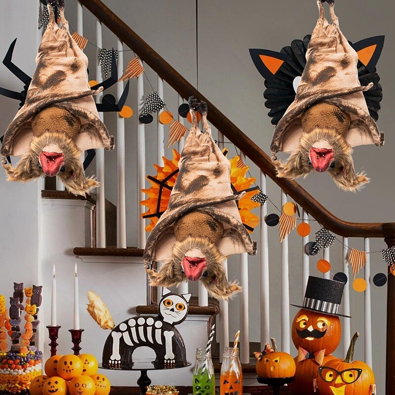 Realistic Halloween Bat, Perfect Decoration for Haunted Houses, Halloween Bat Decorations, Spooky Outdoor Hanging, Realistic Red Texture, Suitable for Decoration