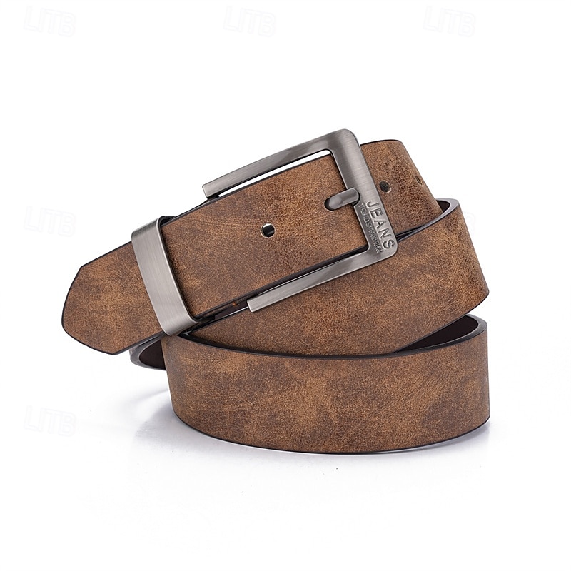 Men's Belt Waist Belt Black Camel PU Leather Alloy Durable Adjustable Plain Outdoor Daily3