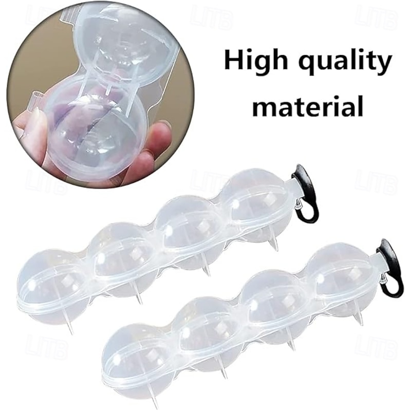 Ice Ball Mold 4 Hole Set for Whiskey, Round Ice Sphere Maker, Four-Cube Ice Tray, Perfect for Making Large Ice Balls for Cocktails and Drinks3