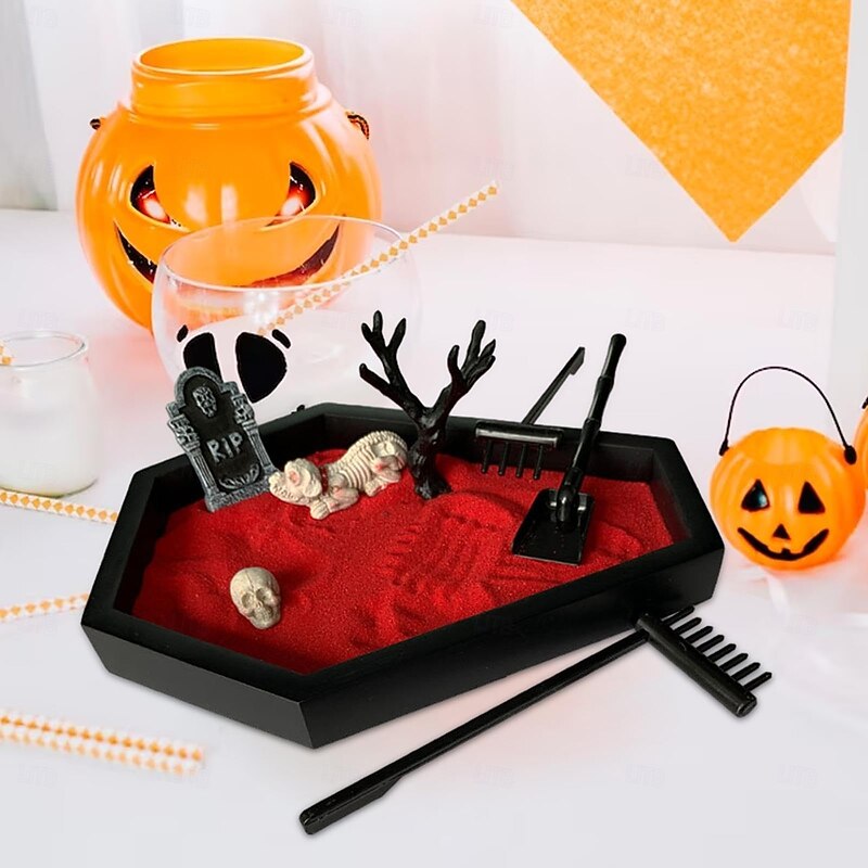 Tray Garden with Sand Spooky Goth Decor for Tables Desk Home Red Creepy Set Home Decor Other Home Decor