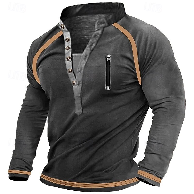Men's Sweatshirt Wine Red Blue Khaki Light Grey Dark Gray Standing Collar Plain Patchwork Sports & Outdoor Casual Daily Cotton Streetwear Cool Sportswear Fall & Winter Clothing Apparel Hoodies3