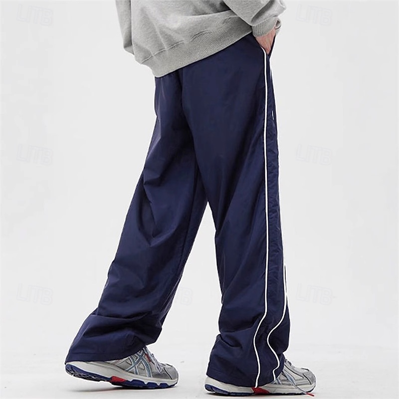 Men's Tech Pants Trousers Casual Pants Pocket Elastic Waist Drawstring Color Block Comfort Sports Outdoor Daily Fashion Casual Dark Blue Micro-elastic3