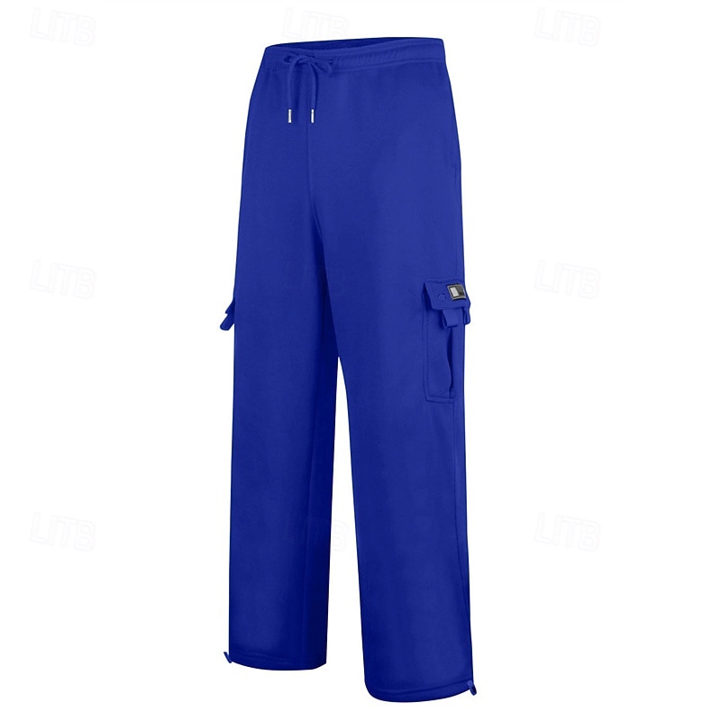 Men's Athletic Pants Sweatpants Trousers Cargo Sweatpants Cropped Pants Pocket Elastic Waist Drawstring Plain Comfort Sports Outdoor Daily Fashion Casual Black White Micro-elastic4