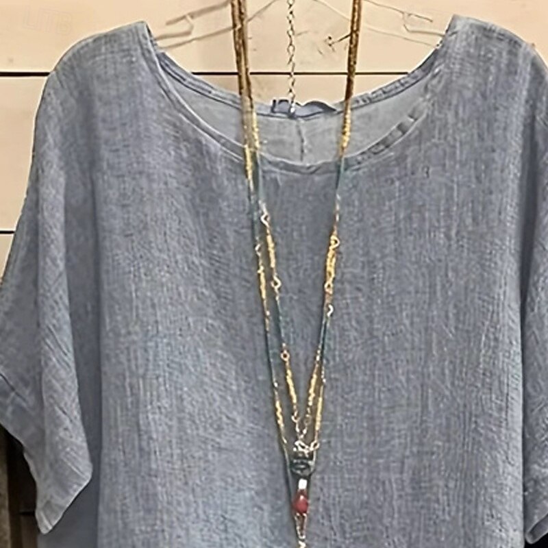 Women's T Shirt Tee Top Plain Fashion Modern Short Sleeve Crew Neck Regular Tops Daily Going out Blue Gray Summer3