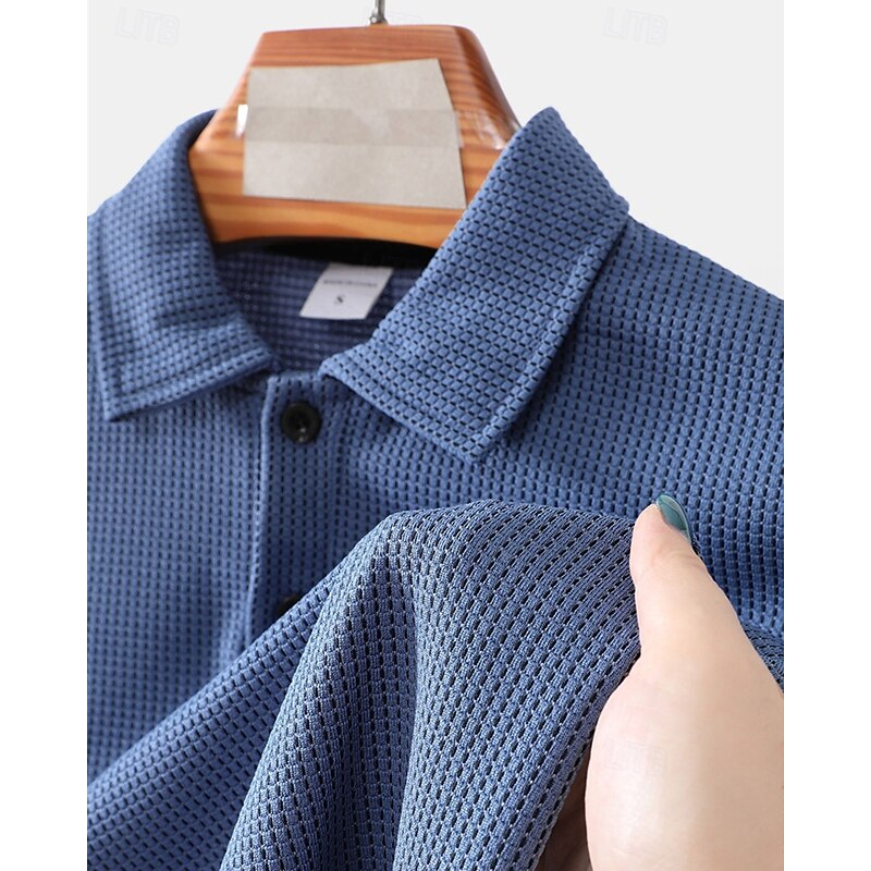 Men's Golf Shirt Golf Polos Shirts Work Casual Lapel Short Sleeve Basic Modern Plain Buttons Summer Regular Fit Dark Brown Black White Blue Orange Light Grey Golf Shirt