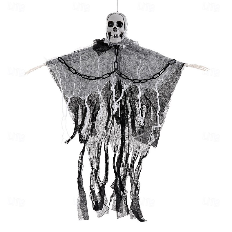 2 Pack Halloween Hanging Skeleton Ghosts Decorations, Grim Reapers for Halloween Outdoor Decorations, Halloweens Skeleton Flying Ghost, Haunted Haunted House Prop, Party Decor4