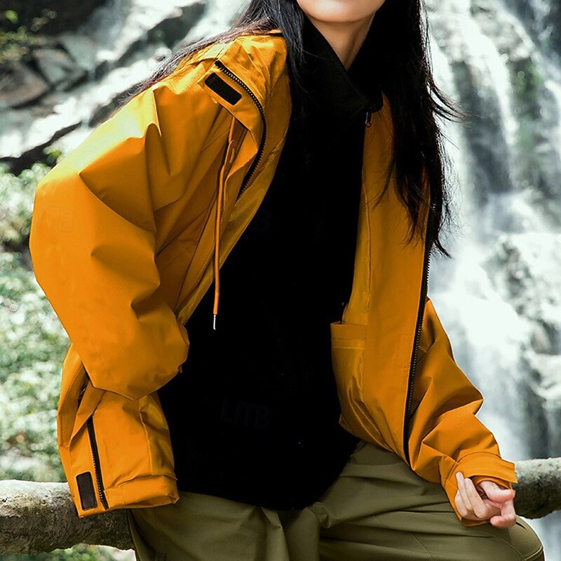 Women's Windbreaker Softshell Jacket Hiking Jacket Outdoor Waterproof Windproof Hiking Outfits Hiking Clothes Spring Autumn / Fall Top Camping / Hiking / Caving Running Solid Color Black Yellow Khaki4