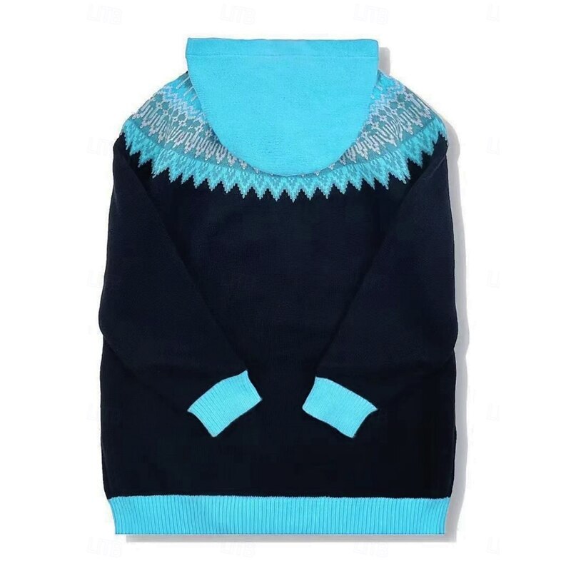 Women's Winter Coat Warm Comfortable Pocket Fashion Daily Geometric Outdoor Casual Daily Single Breasted Regular Hooded Regular Fit Long Sleeve Outerwear Blue Fall Winter3