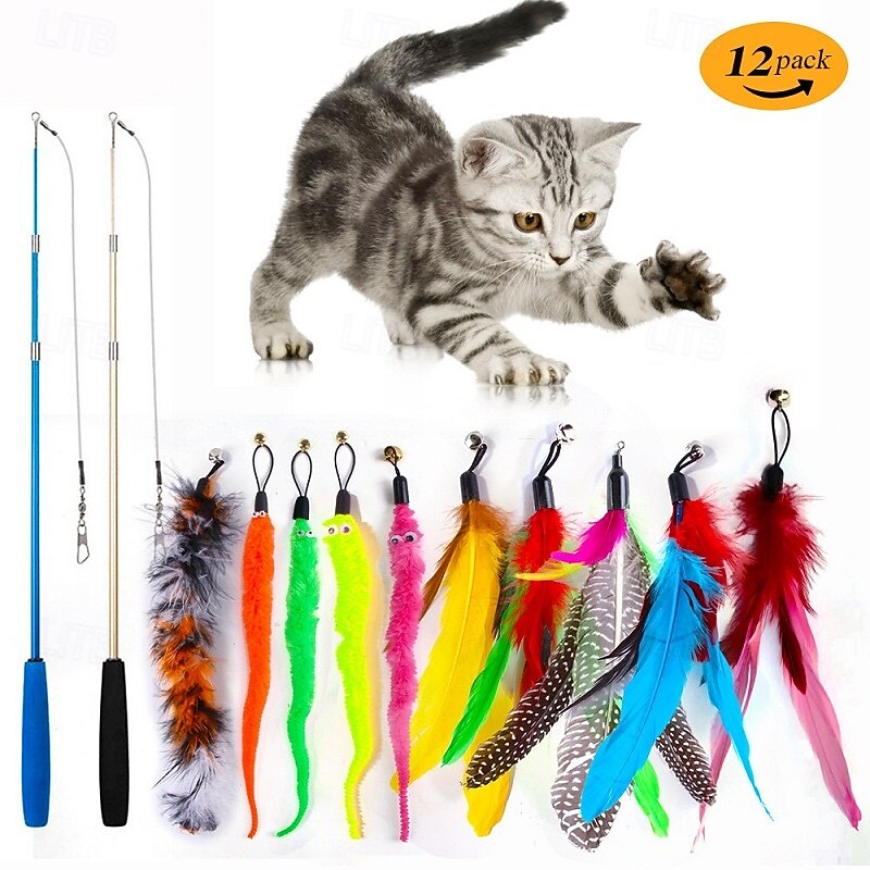 Ball Feather Toy Interactive Toy Mice & Animal Toy Squeak Toy with Removable Durable Pet Exercise Releasing Pressure Pet Training for Cat Indoor Outdoor Pet Play3