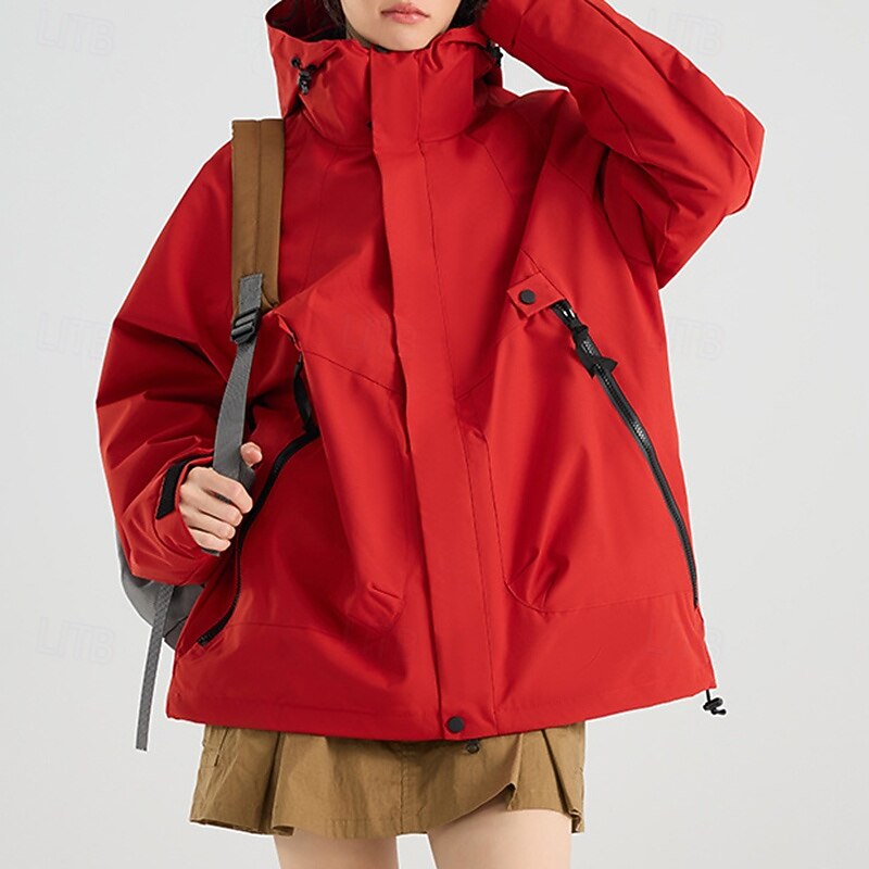 Women's Softshell Jacket Hardshell Jacket Outdoor Waterproof Windproof Hiking Outfits Hiking Clothes Spring Autumn / Fall Top Camping / Hiking / Caving Running Solid Color Pink Red Orange4