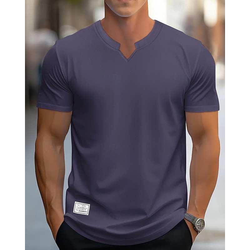 Men's T Shirt Tee Short Sleeve Shirt Tee Top Short Sleeve V Neck Summer Plain Fashion Designer Basic Classic Vacation Street Going out Black White Navy Blue Top Tee for Men4