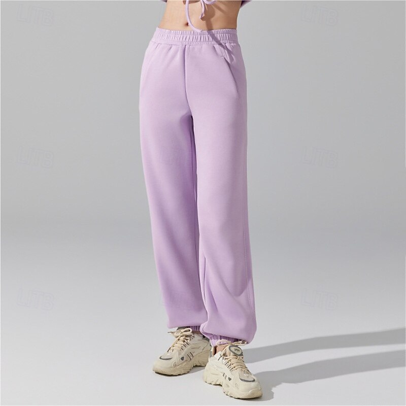 Women's Outdoor Pants Jogger Sweatpants Lounge Bottoms High Waist Gym Workout Fitness Bottoms Solid Color Black Purple Green Fall Sports Activewear4