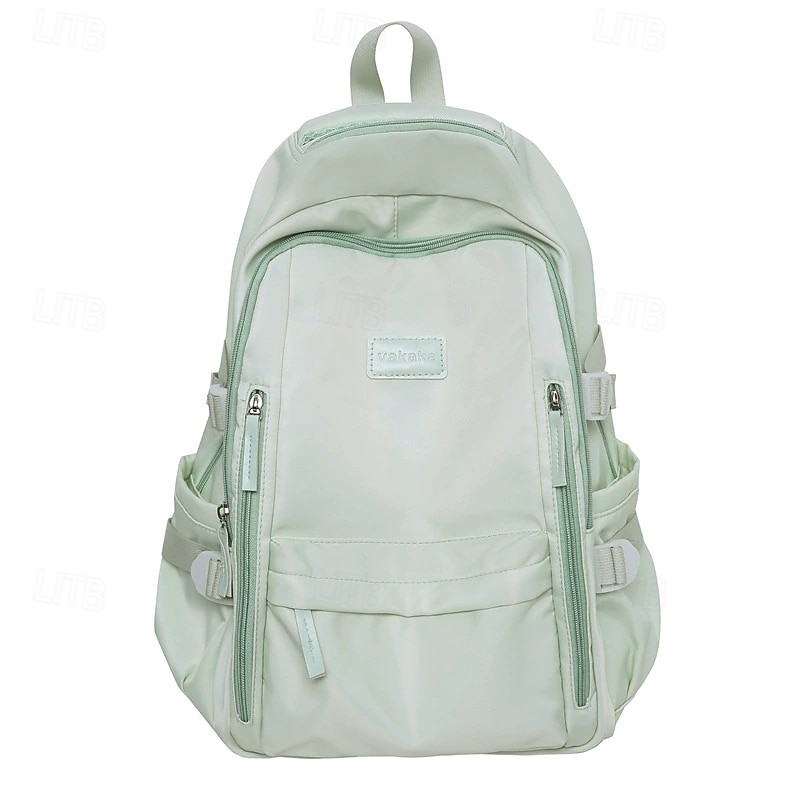 Women's Pastel Green School Backpack – Lightweight Large Capacity Travel Bag with Multiple Pockets and Side Straps2
