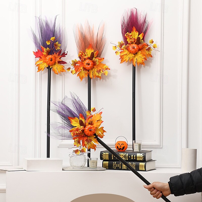 Halloween Fall Ornament with Witch Broom, Pumpkin, Witch Hat, and Magic Wand for Halloween Party Decorations, Costume Accessories for Witch, Wizard, and Spooky Themed Events