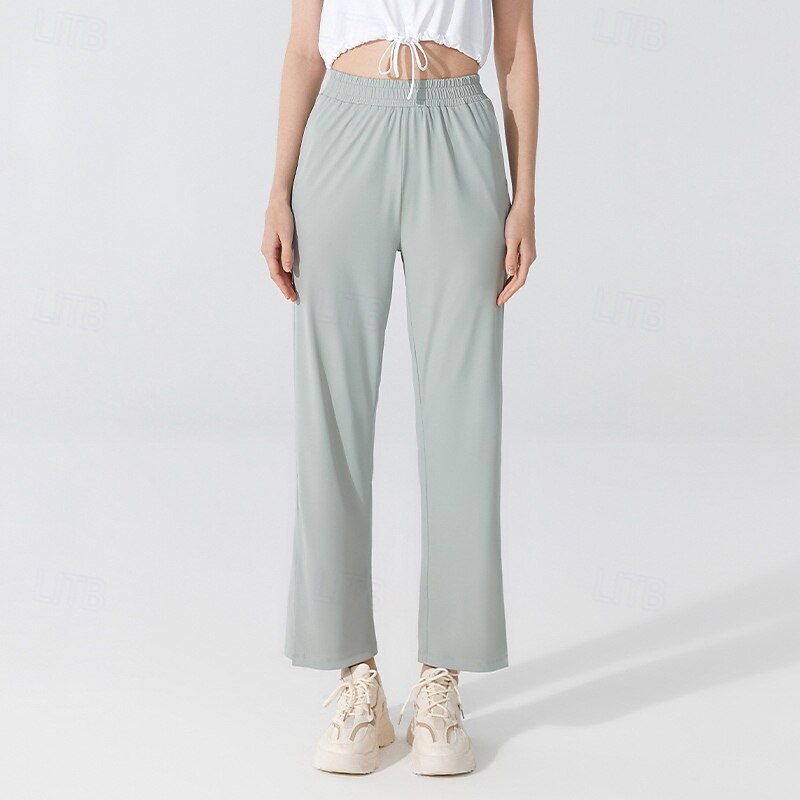 Women's Wide Leg Pants sport pants Tummy Control High Waist Gym Volleyball Workout Bottoms Solid Color Black Blue Purple Sports Activewear Loose Fit