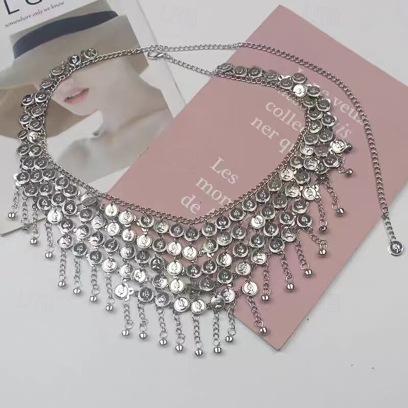 Women's Belt Metal Alloy Silver Gold Waist Belt Masquerade Holiday Pure Color4