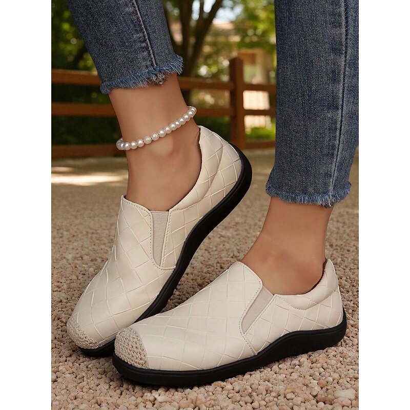 Women's Plaid Slip-On Comfort Shoes – Soft Cushioned Walking Flats for Daily Wear, Errands and Casual Outings