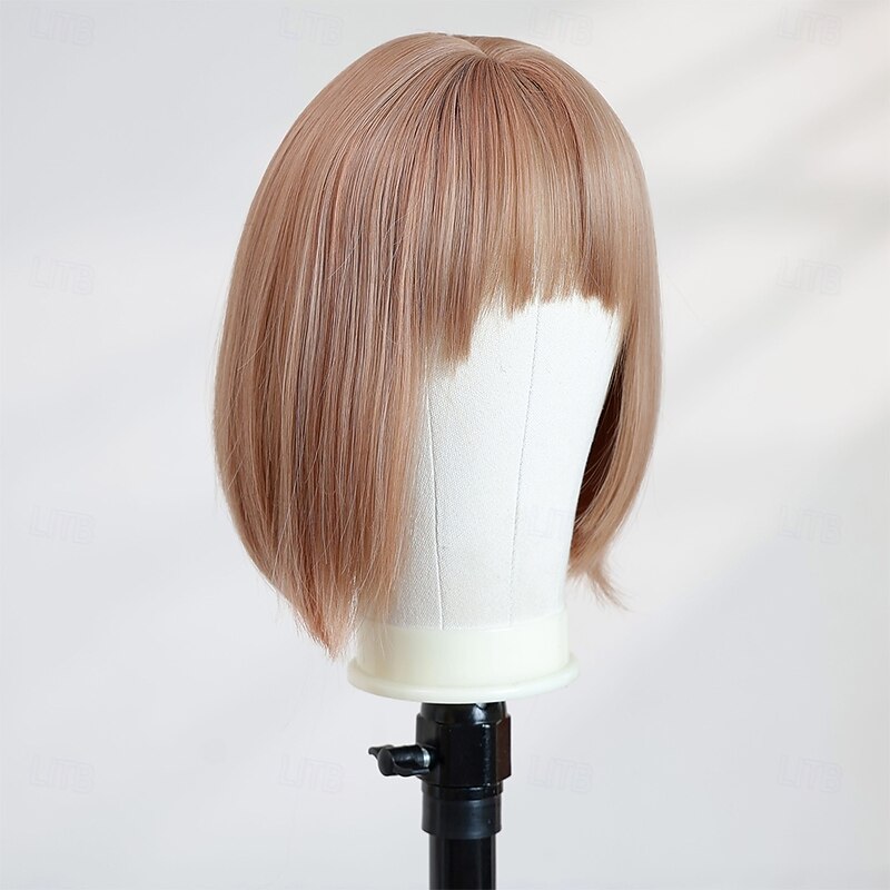 10-Inch Straight Blonde Bob Wig for Women – Full Bangs, Short Hair, Perfect for Halloween, Cosplay, and Fashion Looks3