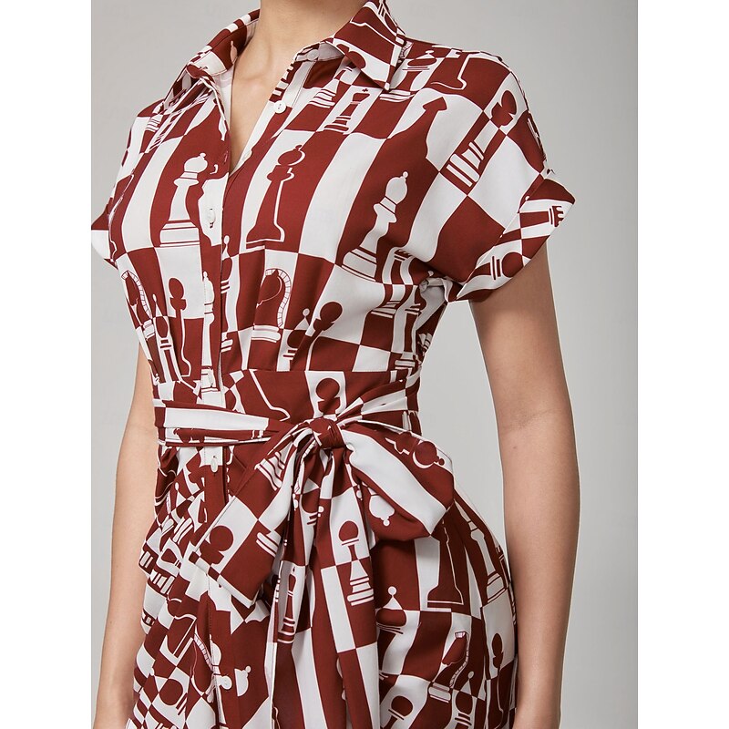 Retro Geometric Reverse Pleat Dress2