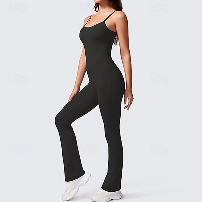Women's Scrunch Yoga Romper Workout Jumpsuits Tummy Control High Waist Gym Dance Athletic Bottoms Solid Color Black Blue Fall Sports Activewear Tight Fit