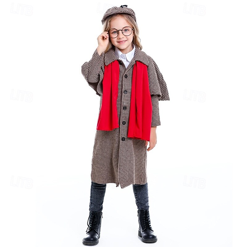 Fairy Tale Detective Cosplay Costume Outfits Storybook Characters Cosplay Movie Cosplay for Boys' Girls' Kid's Halloween Carnival World Book Day Performance Educational Dress Up School Event Dress Up2