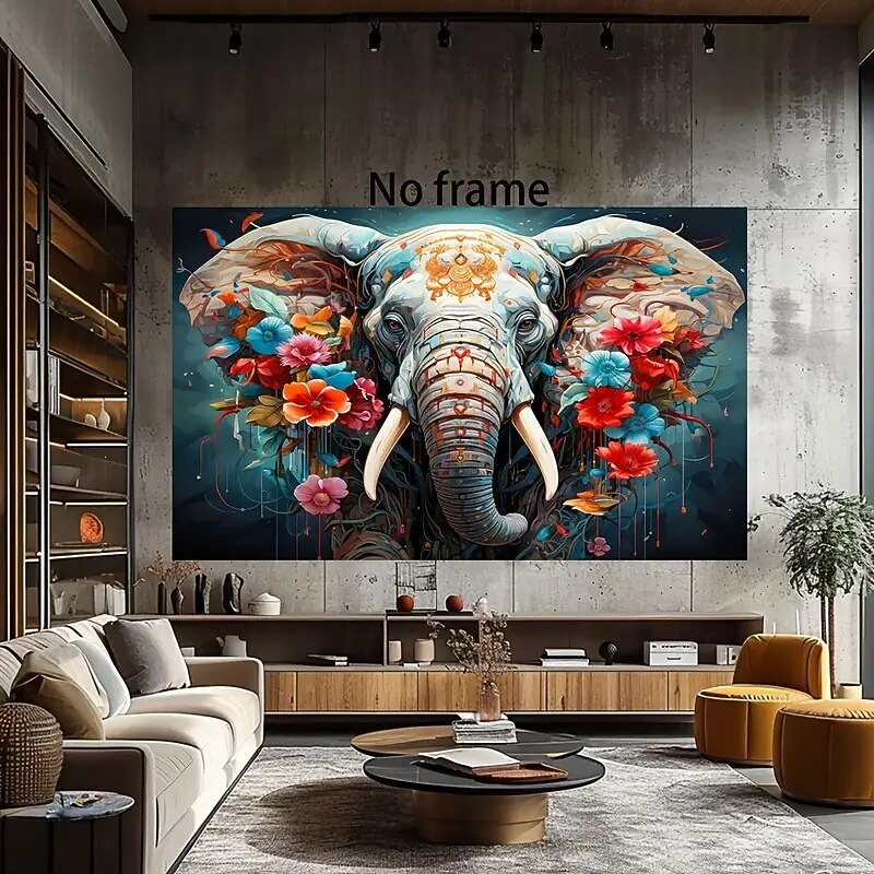 1 frameless modern art elephant animal cute canvas painting suitable for modern canvas posters in living rooms bedroom and living room decorations