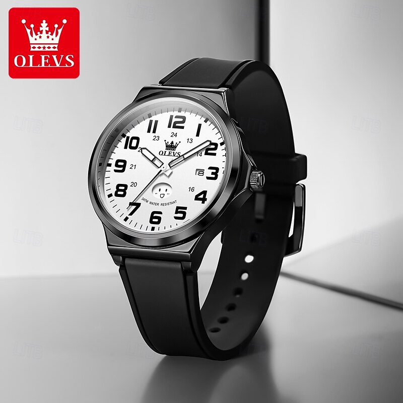 OLEVS Men Quartz Watch Minimalist Fashion Business Wristwatch Luminous Calendar Waterproof Decoration Silicone Gel Watch3