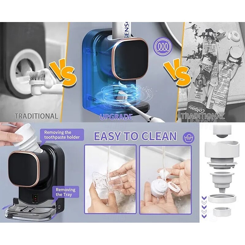 Smart Toothpaste Dispenser Automatic Sensor Electric Wall Mounted Tooth Paste Squeezer USB Removable Bathroom Accessories4