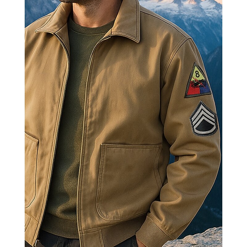 Men's Aviator Jacket Outdoor Windproof Hiking Outfits Hiking Clothes Spring Autumn / Fall Top Cotton Camping / Hiking / Caving Running Black Green Khaki3