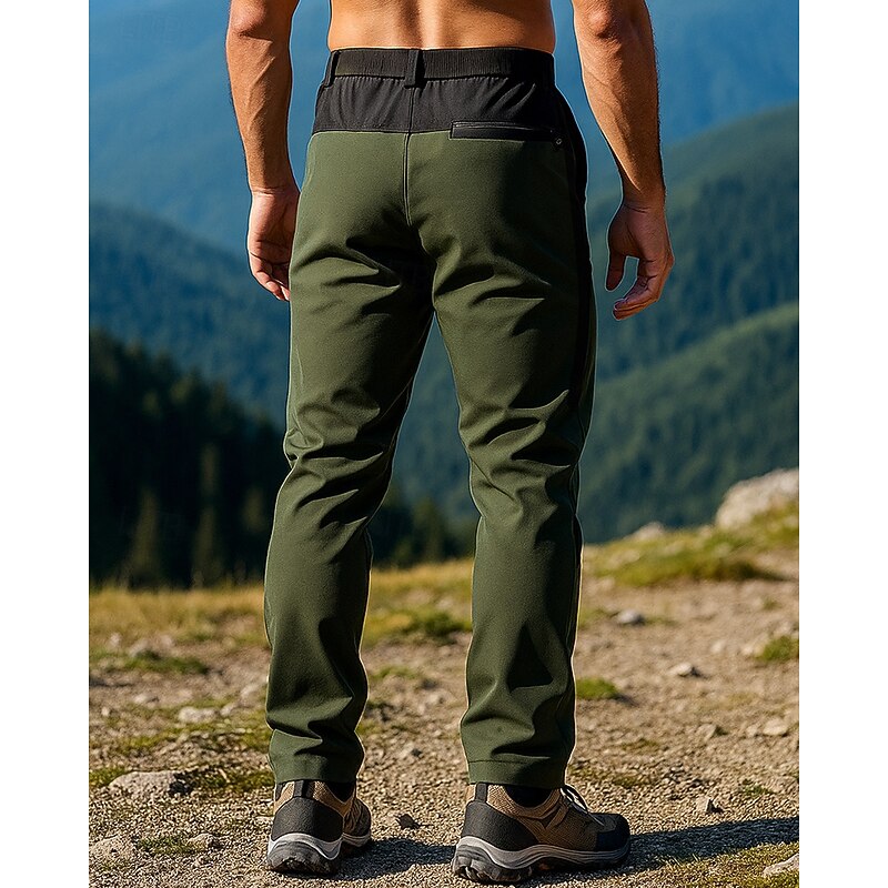 Men's Hiking Pants Trousers Hiking Rain Pants Softshell Pants Summer Outdoor Regular Fit Waterproof Windproof Bottoms Zipper Pocket Army Green Camping / Hiking Running S M L XL XXL2