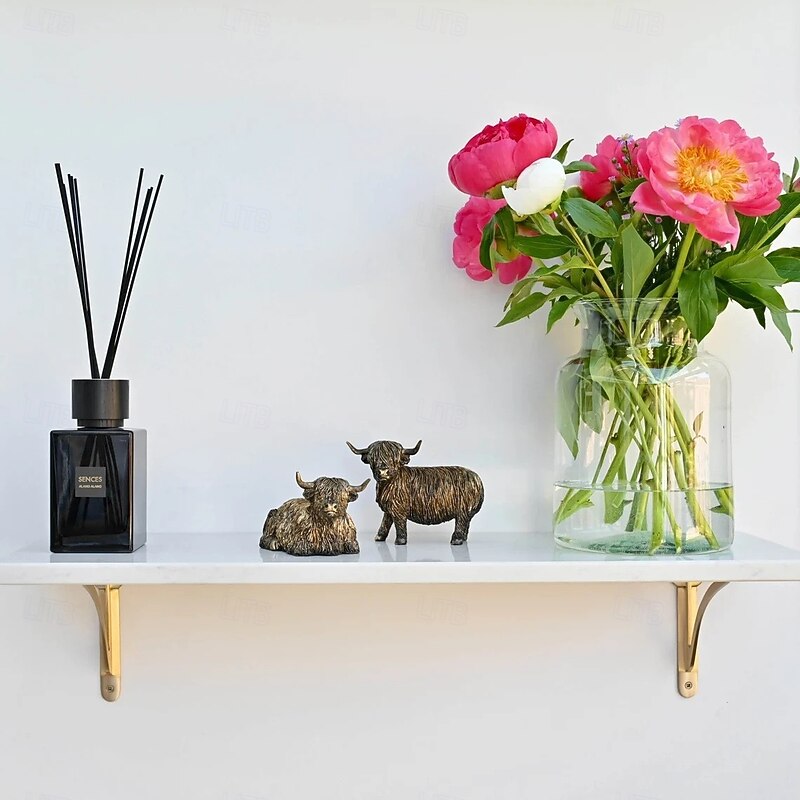 Highland Cow Resin Figurine, Yak Sculpture Home Decor, Rustic Resin Ornament for Entryway, Shelf, Gift for Animal Lovers4