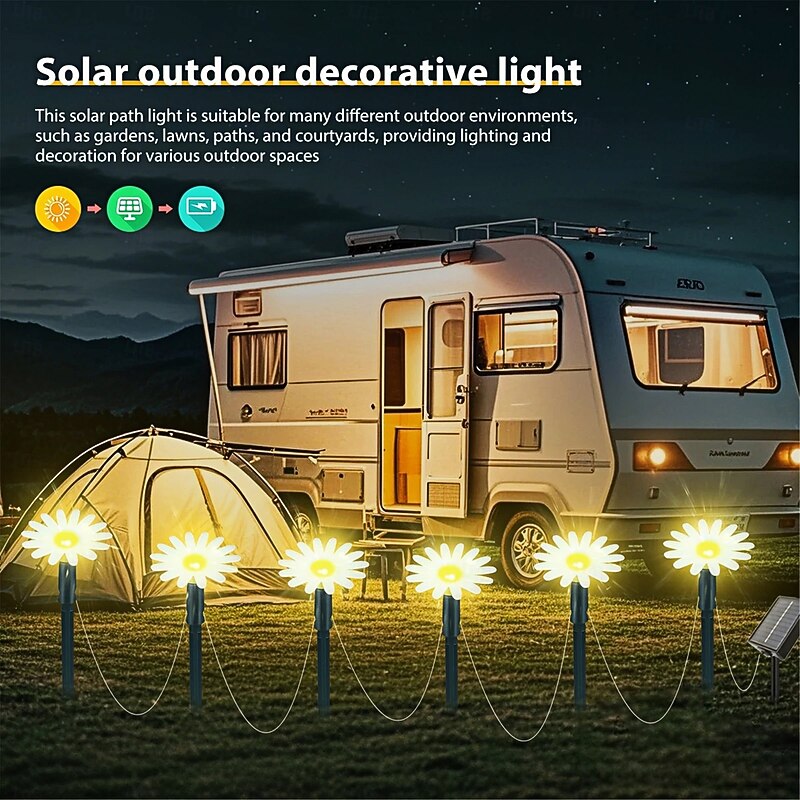 10LED 20LED 30LED 50LED Solar Outdoor Pathway Lights Garden Lawn Pilot Light  Waterproof Courtyard Flower Path Light String for Camping Wedding Christmas Decor 1PC4