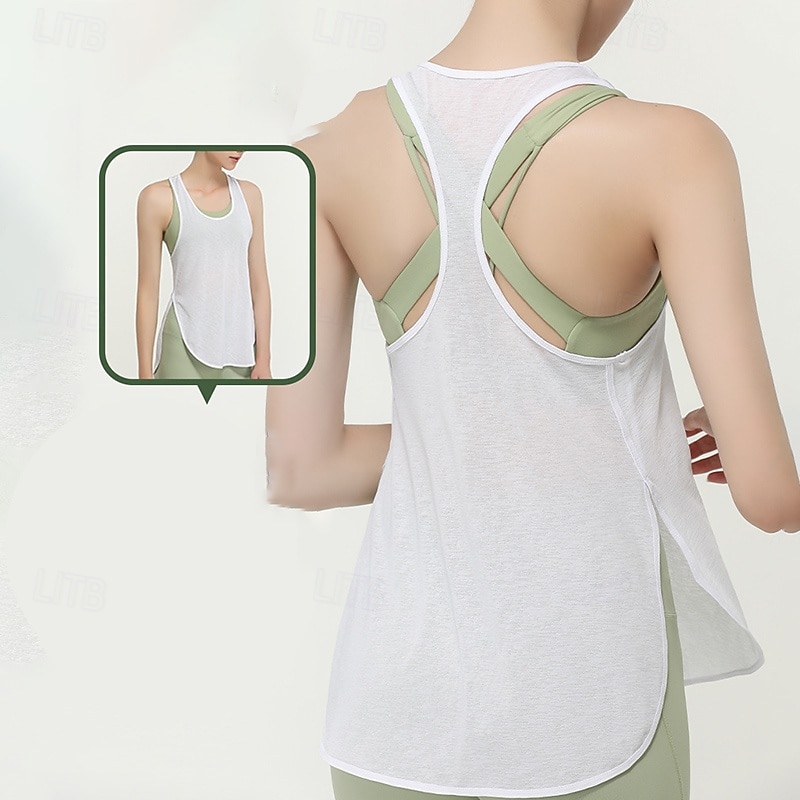 Women's Yoga Top Vest Quick Dry Breathable Sleeveless Sports Solid Color Top For Gym Athletic Pilates Activewear - Main Image
