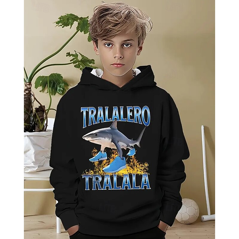 Boys' 3D Shark Hoodie Long Sleeve Spring Fall Fashion Streetwear Kids 4-12 Years Hooded Outdoor Casual Daily Regular Fit2