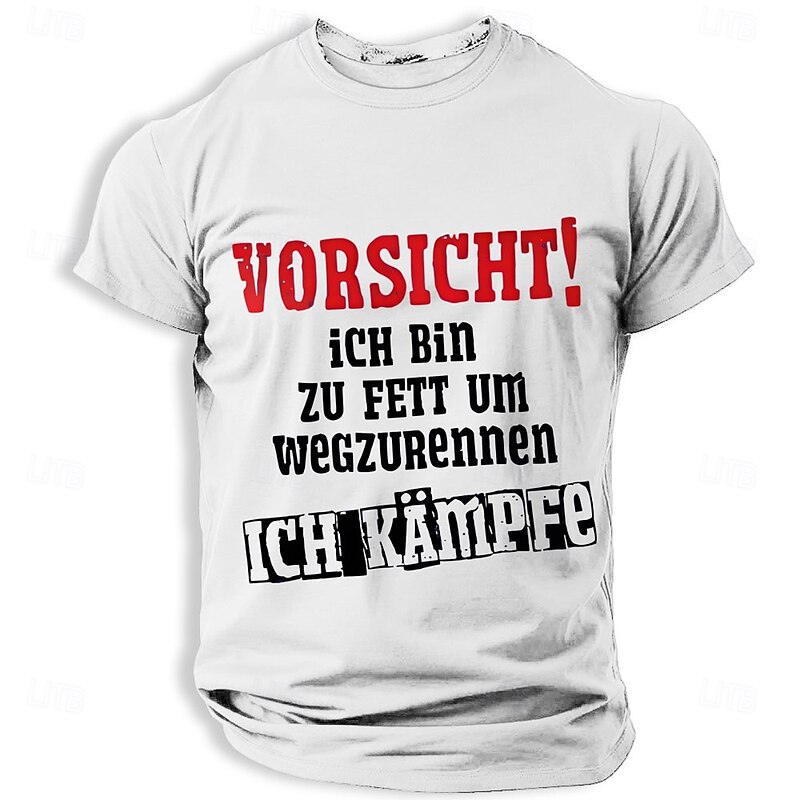 Men's Graphic T-Shirt: Funny 'Caution! I Am Too Fat To Run Away I Fight' Humorous Lifestyle Tee2