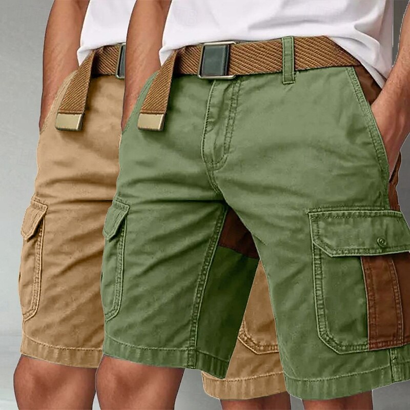 Men's Cargo Shorts Outdoor Shorts Shorts Beach Shorts Casual Shorts Patchwork Elastic Waist Multi Pocket Color Block Wearable Moisture Wicking Knee Length Outdoor Casual Daily Vacation Fashion4
