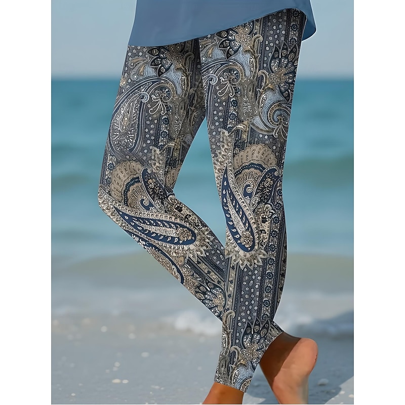 Women's Leggings Vacation Vintage Fashion Ankle-Length High Waist Graphic Animal Dog Printing Soft Breathable Stretchy Formal Outdoor Vacation Robin's Egg Blue Black Rainbow Light Blue Spring Fall3