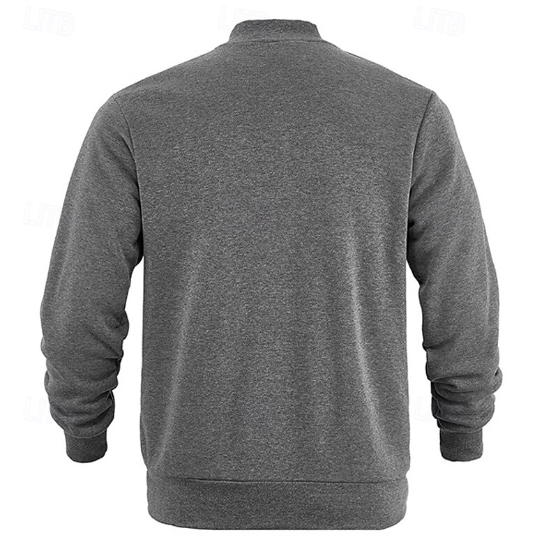 Men's Winter Jacket Fleece Jacket Casual Jacket Varsity Jacket Vacation Daily Thermal Warm Pocket Fleece Fall Winter Plain Fashion Streetwear Stand Collar Regular Black Red Navy Blue Blue Dark Gray2