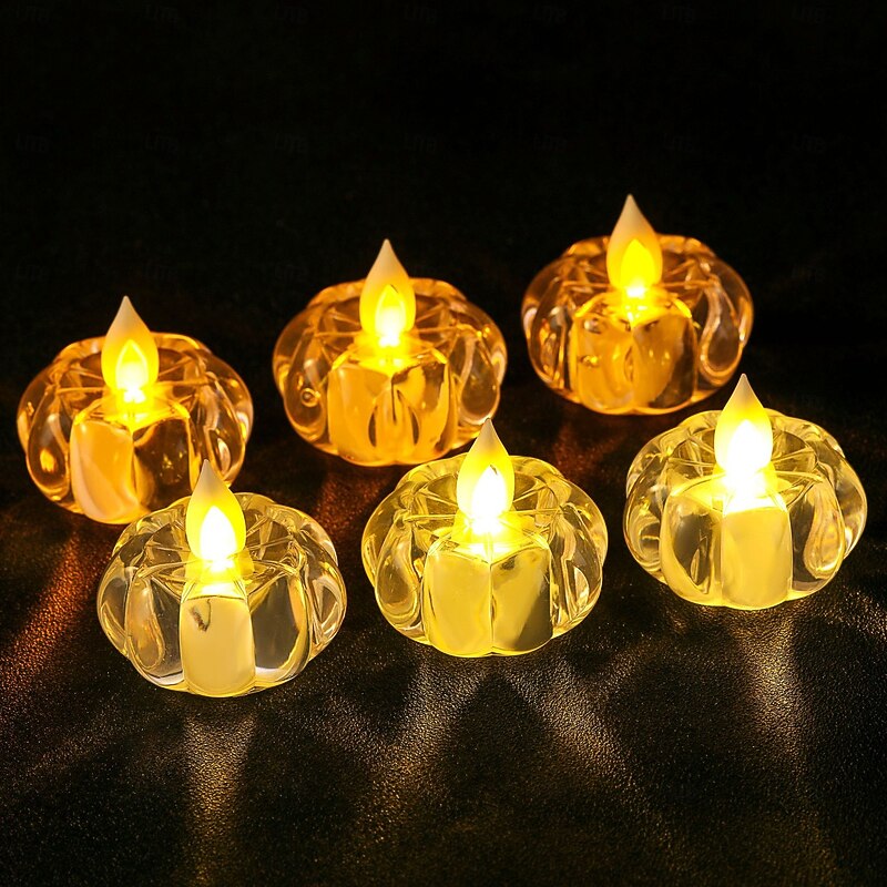 12 Pcs 5.5cm Halloween LED Electronic Light Pumpkin Candle Light Indoor Restaurant Festive Atmosphere Light Warm Light2