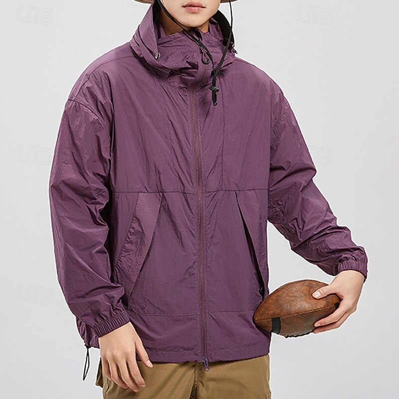 Men's Windbreaker Outdoor Jacket Hiking Jacket Outdoor Waterproof Sun Protection Windproof Lightweight Hiking Outfits Hiking Clothes Summer Spring Top Camping / Hiking / Caving Traveling Black White4